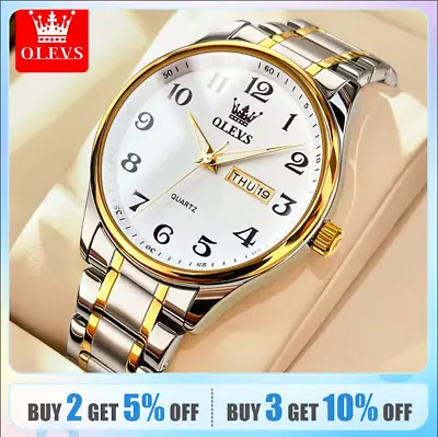 OLEVS Luxury Bussiness Quartz Watch For Men Digital Dial Luminous Waterproof • $25.99