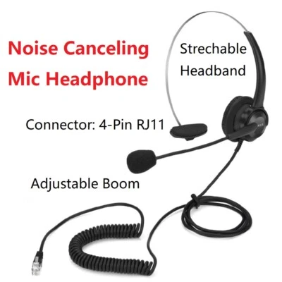 £11.99 • Buy Noise Canceling Headphone Call Center Operator Wired Headset With Microphone 1PC