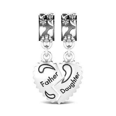 Father Daughter Charm For European Bracelets S925 Sterling Silver • £8.99