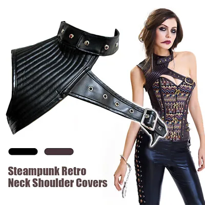 Unisex PU Leather Shoulder Armor Gothic Steampunk Buckle Shoulder Pad Adjustable • $20.99