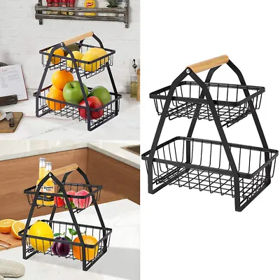 Metal Wire Removable Basket Vegetables Fruits Egg Bowl Spice Holder Storage Rack • £10.94
