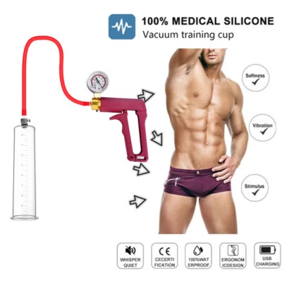 $40.99 • Buy Penis Vacuum Pump Enhancer 9  Length Untapered Gauge Cylinder Diameter 1.75-3 