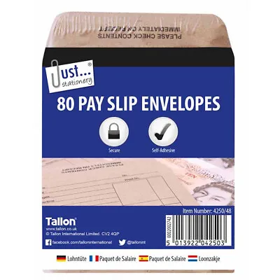 80 Wage Packets - Brown Office Stationery Work Pay Slip Envelopes Safe Employer • £5.69