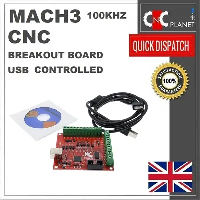 MACH3 100Khz USB CNC Breakout Board 4 Axis Interface Driver Motion Controller UK • £28.95