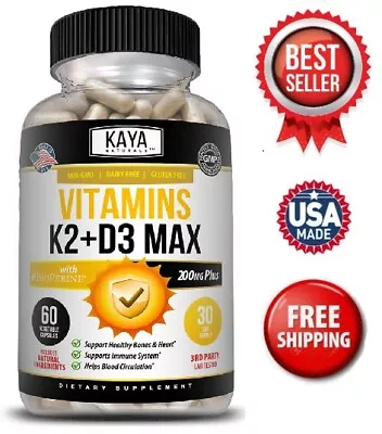 Vitamin K2 (MK7) With D3 5000 IU Supplement BioPerine Capsules Immune Health • $9.98