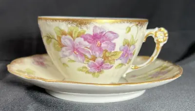 Hand Painted Elite Limoges Mustache Cup And Saucer • $29.99