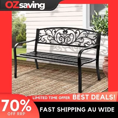 Classic Vintage Outdoor Garden Bench Weather Resistant Rust Proof Black Easy Ass • $129.75