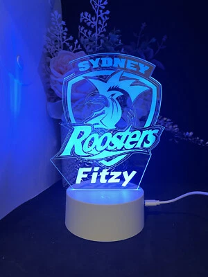 PERSONALISED Sydney Rooster Football NRL  Table Desk Lamp FootBall Light • $39.99