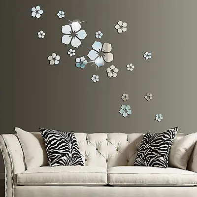 18Pcs Acrylic Mirror Wall Sticker Decal For Home Living Room Bedroom Decor 3D Fl • £17.96