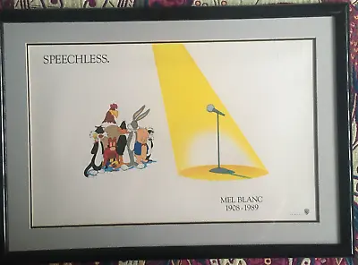 Mel Blanc 1908-1989 Speechless Looney Tunes 31 X 22 Framed Art Print • $85