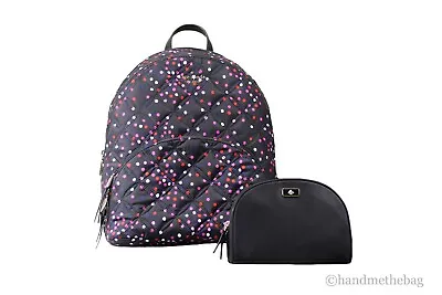 Kate Spade Karissa Large Nylon Quilted Festive Backpack And Cosmetic Bag Bundle • $236.08