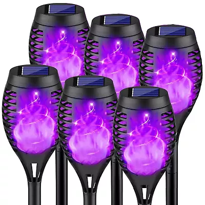 Flickering Solar Lights Flame Torch Outdoor Landscape Garden Yard Lights Purple • $29.89