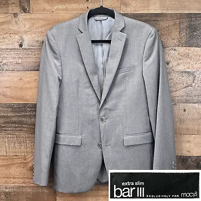 Bar III Sport Coat Blazer Suit Jacket Wool 2 Button Gray 36R Extra Slim • $59.95