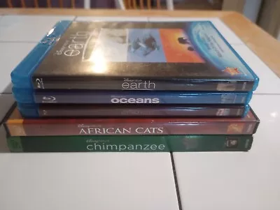 Disneynature 5 Blu-ray Lot Earth/ Oceans/ Chimpanzee/ Crimson/ Wings/ Cats VG+ • $24.99