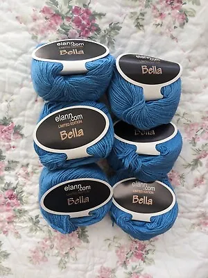 Elann Bella Yarn 6 Count Blue Color Cotton Merino Wool Viscose • $50