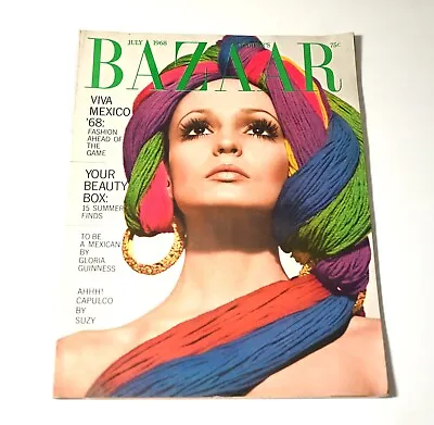 Vintage Harper's Bazaar July 1968 Issue 'viva Mexico' Fashion Magazine • $32.95