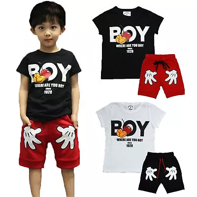 SummerKids Mickey Mouse  Toddler Boys Short Sleeve T-Shirt Shorts Outfits Set • $20.29