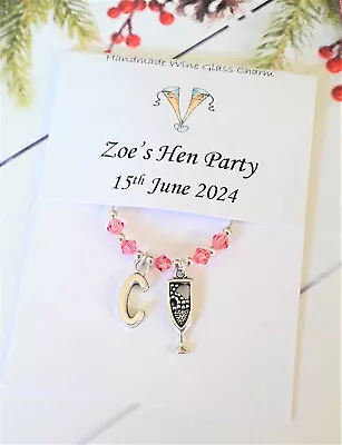 £1.50 • Buy Crystal & Initial Glass Charm - Personalised Hen Party Favour - Wine/Gin/Champag