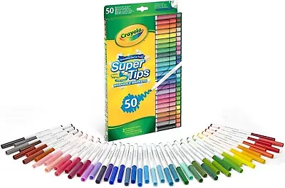 CRAYOLA Super Tips Washable Markers Assorted Colours Pack Of 50 - NEW • £12.99