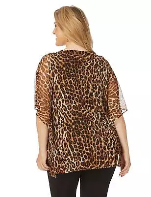 BeMe - Plus Size - Womens Tops -  Elbow Sleeve Animal Mesh Kaftan Top • $20.94