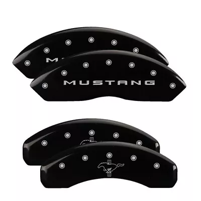 MGP Caliper Covers Set Of 4 Black Finish Silver Mustang / Bar & Pony (2015) • $289