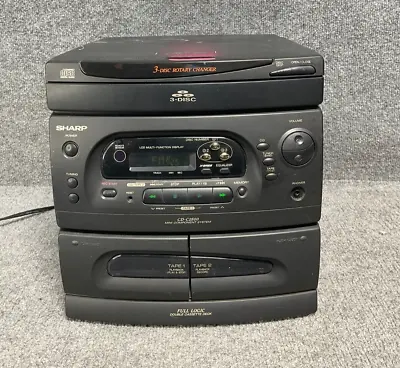 Sharp Mini Component System CD-C2500C(BK) 3 Disc Rotary Changer Double Cassette • $90.02