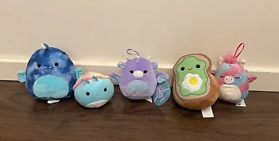 Lot Of 5 Mini Squishmallow Plush Stuffed Animals Avocado Drow Snail Etc • $8.99