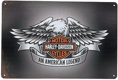 Harley Davidson Horizontal Logo Metal Sign - Rustic Motorcycle Wall Decor - 8x12 • $6.49