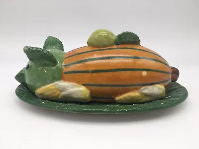 Vintage Italian Majolica Horchow 2 Pc Harvest Pig Covered Butter Dish AS IS • $40