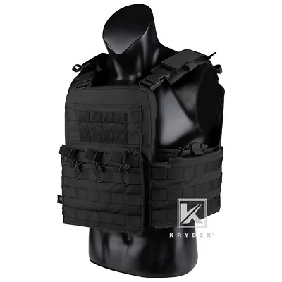 KRYDEX CPC Plate Carrier Tactical Heavy Duty MOLLE Vest Black W/ Magazine Pouch • $114.95