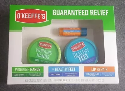 NEW O'Keefe’s Working Hands 3.4 Oz Healthy Feet 3.2 Oz Lip Repair Balm Gift Set • $19.95