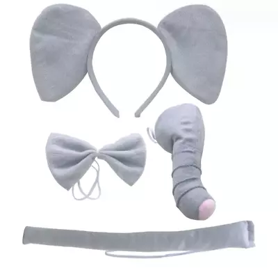 ⭐Elephant Safari Zoo Fancy Dress Set Ears Tail Fancy Dress Dressing Up Costume⭐ • £7.16