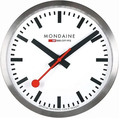 Mondaine A995.CLOCK.16SBB DISPLAY Wall Clock Stainless Steel Case Mineral • $257.99
