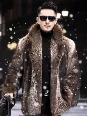 Men's Winter Luxury Faux Fur Outwear Thicken Parka Warm Nightclub Short Coats • $73.80