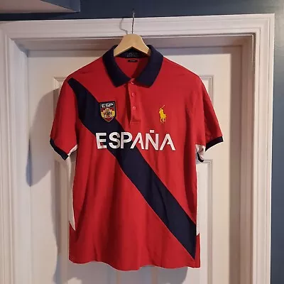 Polo Ralph Lauren Espana Spain Big Pony Shirt Mens XL Red 16 Custom Fit • $37.88