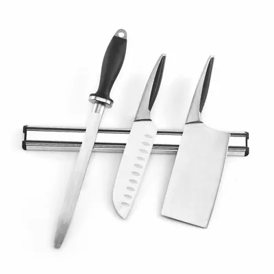 Kitchen Knife Rack Magnetic Utensil Holder Stainless Steel Strip Bar 18  2pcs • £9.95