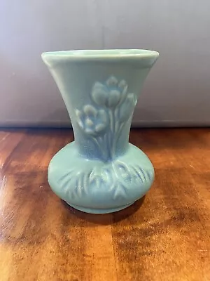Vintage Van Briggle Turquoise Tulip Vase 5 1/4 Inch Signed Colorado Art Pottery • $10