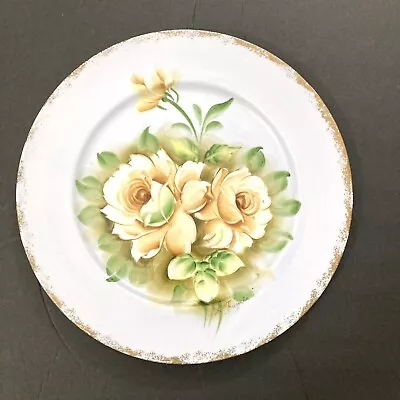 Vintage Norleans Decorative Plate Yellow Roses Hand Painted K Fujita Japan • $14.99