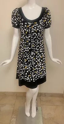 AA Studio AA Short Sleeve Scoop Neck Black Multi Print Shift Dress Size 10 • $19.99