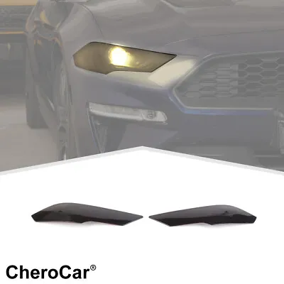 Smoked Black Front Headlight Panel Decor Cover Guard Trim For Ford Mustang 2018+ • $72.99