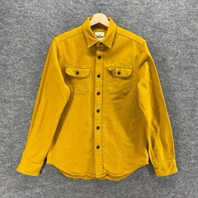 American Eagle Shirt Men S Small Yellow Button Up Collared Long Sleeve Velvet • $12.59