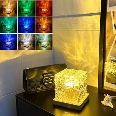 Dynamic Rotating Water Ripple Projector Night Light Crystal Lamp Multicolour • £10.20