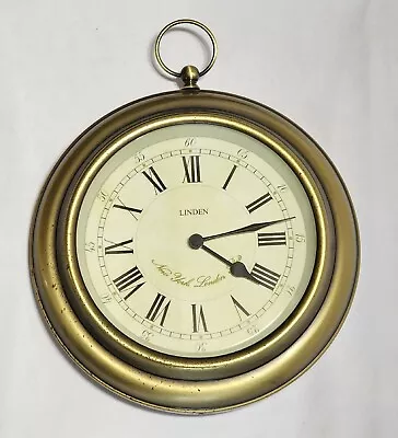 VTG Linden Metal Clock Gold Antiqued Distressed Tone 10  New York London Paris • £46.55