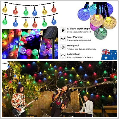 $12.99 • Buy 50LED  Solar Outdoor String Fairy Light Crystal Globe Garden Xmas Decor Colorful