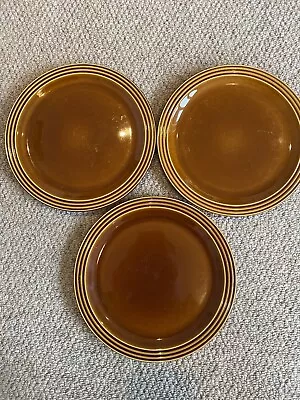 3 X Vintage 1970s Retro Hornsea Heirloom Brown Dinner Plates (9'' / 22.5cm Diam) • £12.95