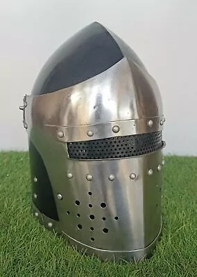 Medieval Black And Silver Barbute Helmet X-Men Magneto LARP Re-enactment Knight • £95.30