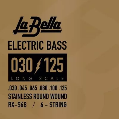 La Bella RX-S6B Rx Stainless Roundwound Standard 30-125 6 String Bass Set • $34.99