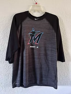 Women's Miami Marlins Tri-Blend Three-Quarter Sleeve Raglan T-Shirt Size Large • $15