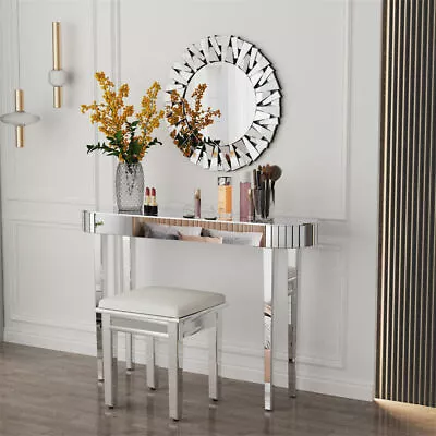 Heavy Duty Silver Mirrored Console Table Elegant Oval Table Accent Furniture • $209.91