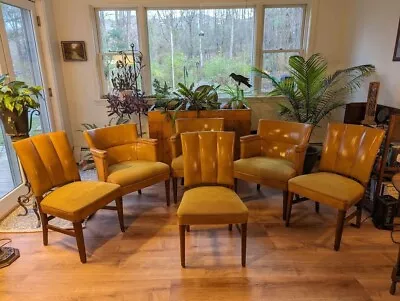 W.H Gunlocke Chair Co. Set 6 Lounge Dining Chairs MCM Mid Century Marked Rare • $1585